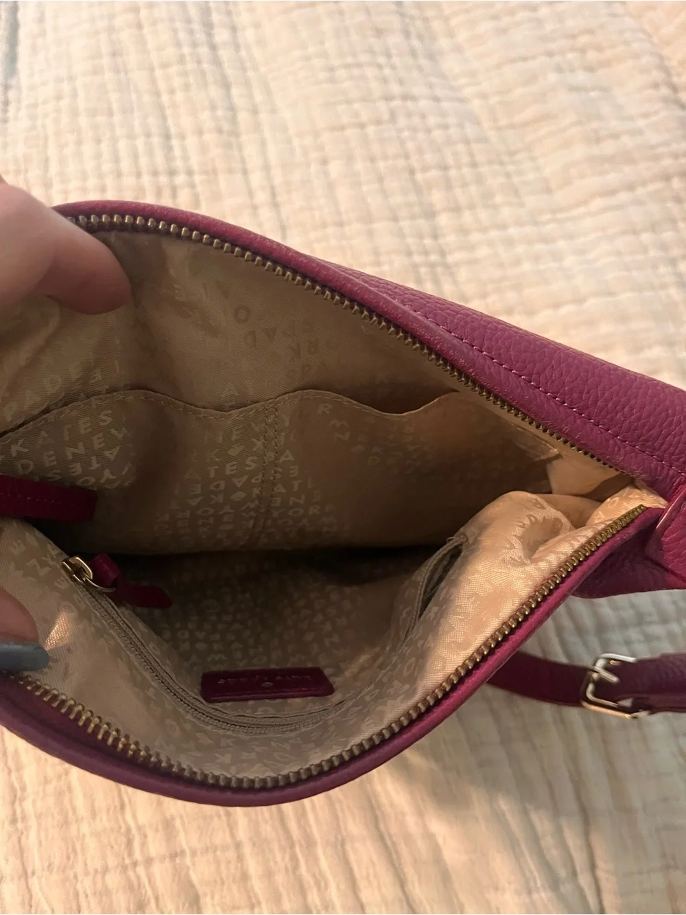 kate spade raspberry pink pebbled leather crossbody bag